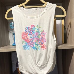 Lilly Pulitzer Cream Tank Top with Vibrant Seashell Print